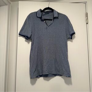 Men's Blue Italian Cotton Collared Shirt
